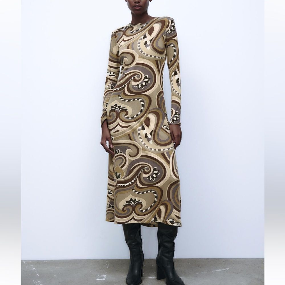 NWT Zara Printed Midi Dress